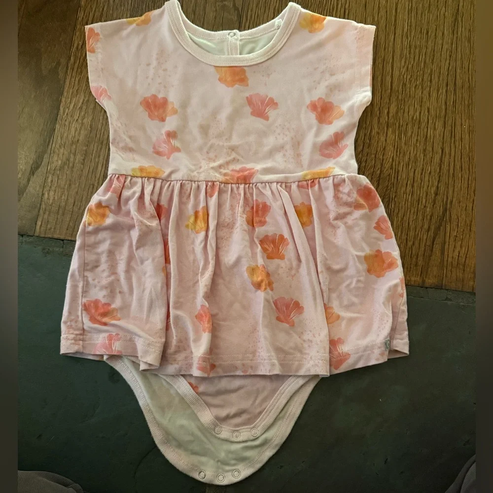 Coccoli Pink Seashells Skirted Baby Romper 12 Months
